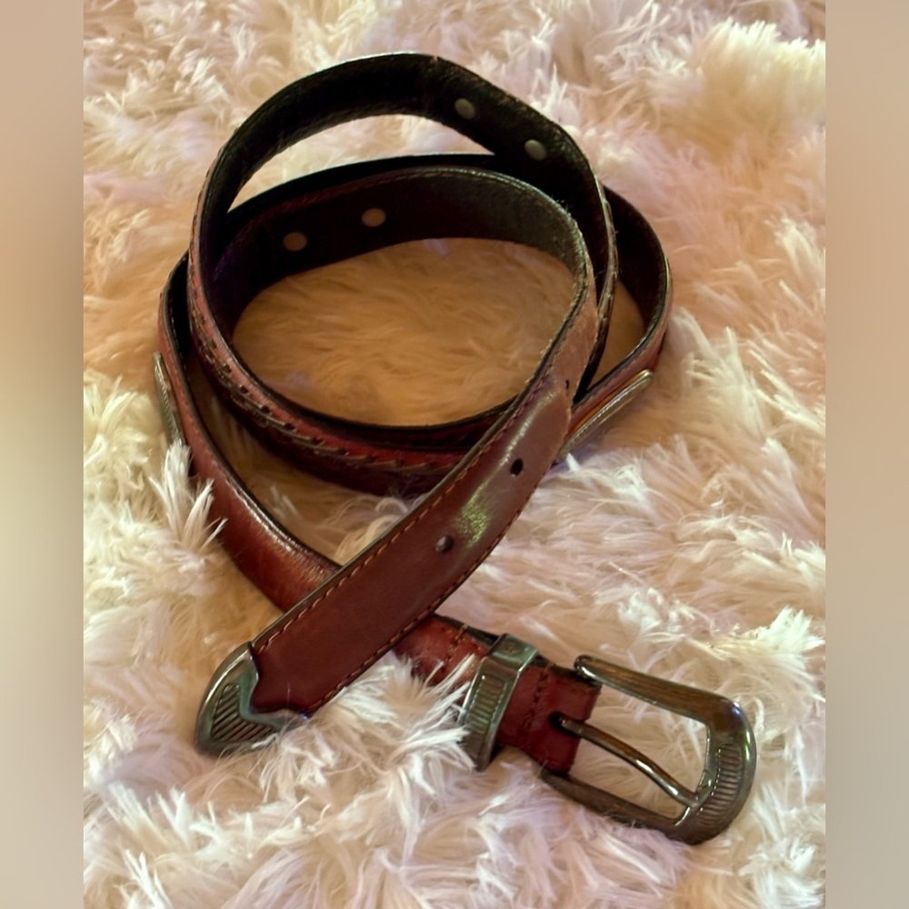 ⭐️Fossil Brown Braided Leather Concho Silver Tipped Belt Sz 40⭐️